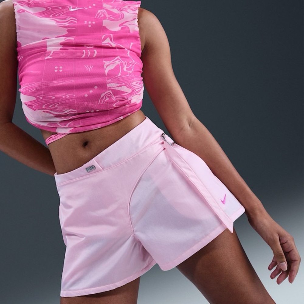 Nike Serena Pink Satin Hot Pants Asymmetric Belt HM4956-663 Small Sport Coquette